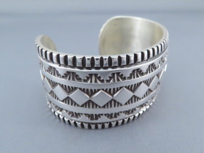 Wide Stamped Sterling Silver Cuff Bracelet