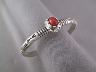 Native American Jewelry - Sterling Silver & Coral Cuff Bracelet by Navajo jewelry artist, Jay Livingston $225-