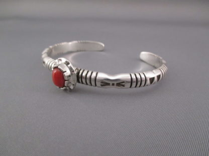 Coral & Sterling Silver Cuff Bracelet by Jay Livingston