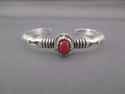 Coral & Sterling Silver Cuff Bracelet by Jay Livingston