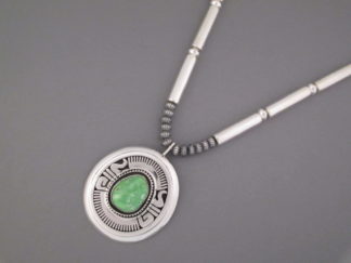 Turquoise Necklace - Sterling Silver & Carico Lake Turquoise Necklace by Navajo jewelry artist, Leonard Nez $1,250-
