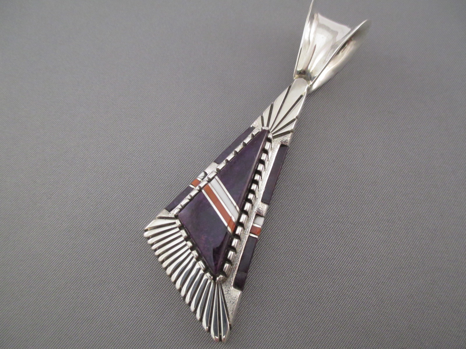 Sugilite Pendant by Native American Navajo Indian jewelry artist, Leo Yazzie FOR SALE $995-