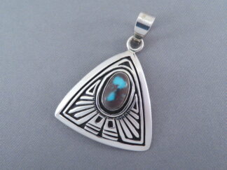 Sterling Silver & Bisbee Turquoise Pendant by Native American jewelry artist, Steven J. Begay FOR SALE $495-