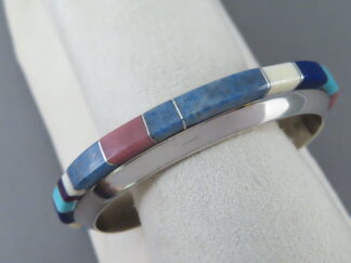 Small Multi-Stone Inlay Cuff Bracelet by Native American (Navajo) jewelry artist, Wes Willie $1,495- FOR SALE