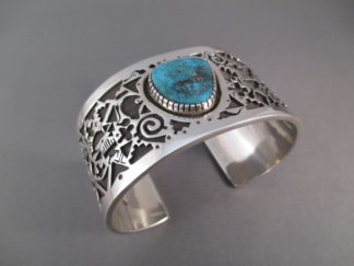Sterling Silver & Morenci Turquoise Cuff Bracelet by Navajo jewelry artist, Kee Yazzie $995-