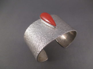 Sterling Silver & Coral Cuff Bracelet by Navajo jewelry artist, Darryl Dean Begay $995-