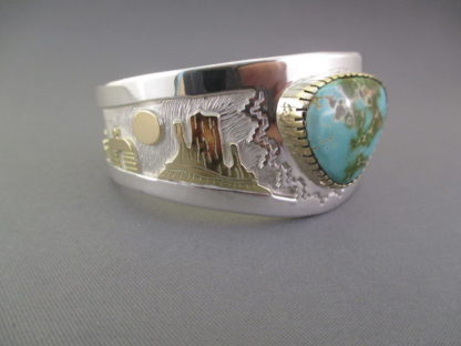 Gold & Silver Royston Turquoise Cuff Bracelet by Dina Huntinghorse
