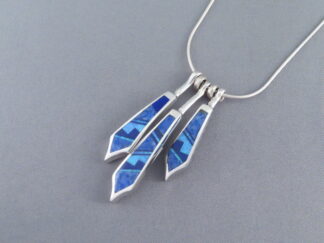 Shop Inlaid Jewelry - Lapis & Opal Inlay Pendant Necklace by Native American jeweler, Charles Willie $465- FOR SALE