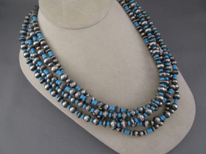 Oxidized Silver & Turquoise Bead Necklace