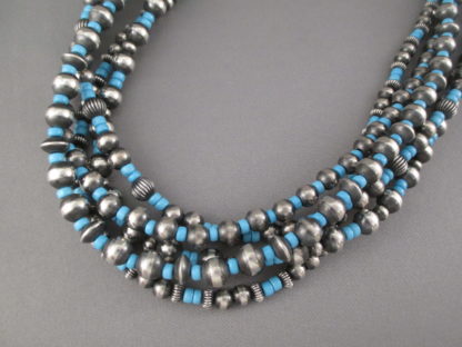 Oxidized Silver & Turquoise Bead Necklace