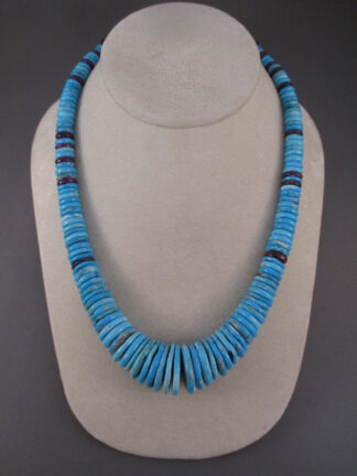 Blue Gem Turquoise Necklace with Sugilite Accents (graduated) by Bruce Eckhardt $2,950-