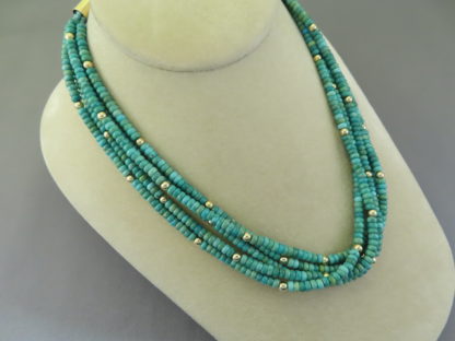 Gold & Emerald Valley Turquoise Necklace by Desiree Yellowhorse