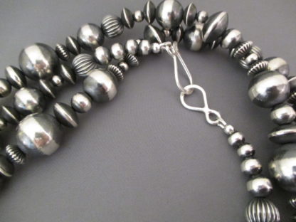 Oxidized Sterling Silver Necklace with Multi-Shaped Beads (80″)