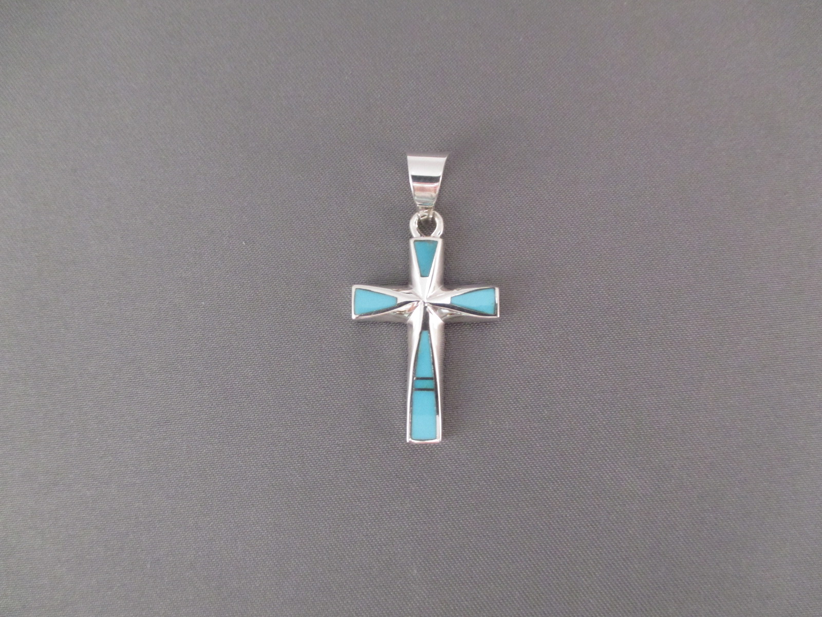 Turquoise Inlay Cross Pendant - Native American Cross