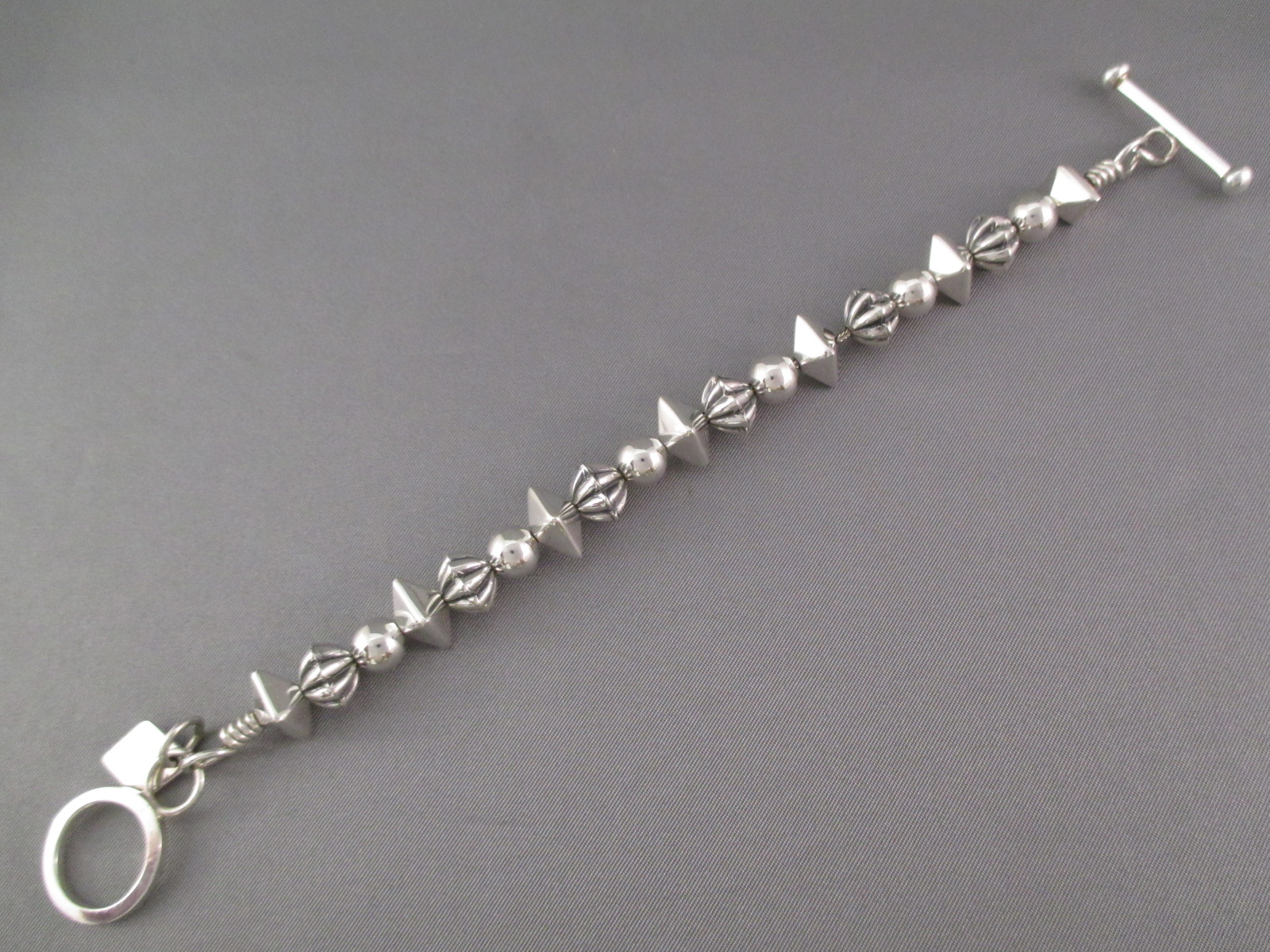 Trent Lee Bracelet - Sterling Silver Bead Link Bracelet by Navajo jewelry artist, Trent Lee-Anderson $395-