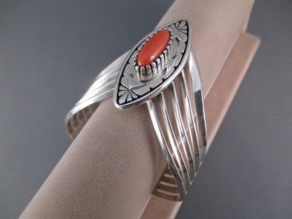 Leo Yazzie Sterling Silver & Coral Bracelet