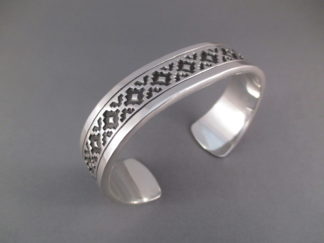 Large Sterling Silver Cuff Bracelet by Native American Navajo Indian jewelry artist, Andrew McCabe $335-
