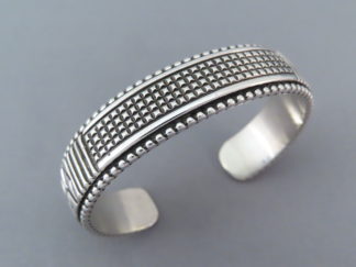 Native American Jewelry - Detailed Sterling Silver Bracelet Cuff by Navajo jeweler, Jonathan Nez $330- FOR SALE