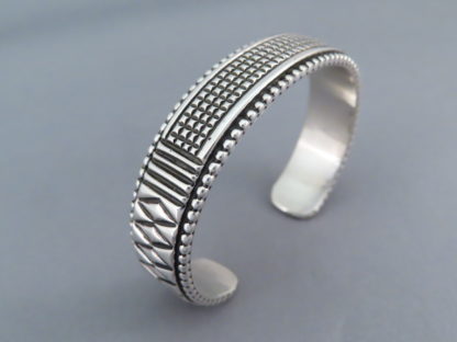 Johnathan Nez Stamped Silver Bracelet Cuff