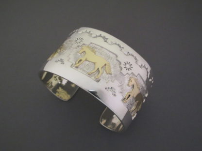 Silver & Gold ‘Horse’ Bracelet by Fortune Huntinghorse