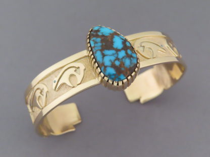 Lone Mountain Turquoise Bracelet in 14kt Gold by Robert Taylor