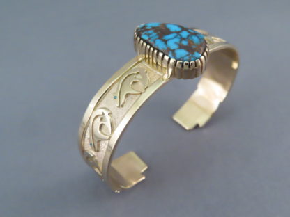 Lone Mountain Turquoise Bracelet in 14kt Gold by Robert Taylor