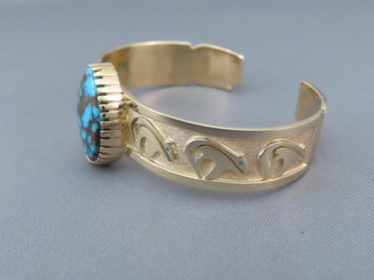 Lone Mountain Turquoise Bracelet in 14kt Gold by Robert Taylor