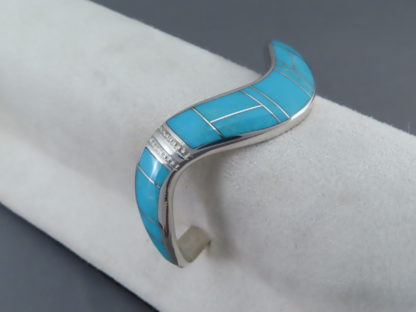 Contoured Cuff Bracelet with Turquoise Inlay