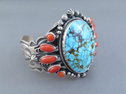 Coral & Turquoise Cuff Bracelet by Aaron Toadlena