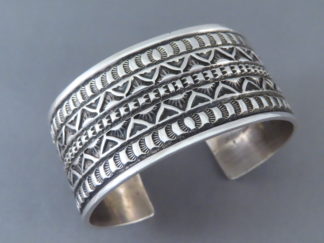 Shop Native American Jewelry - Larger Sterling Silver Bracelet Cuff by Navajo jeweler, Andy Cadman $425- FOR SALE