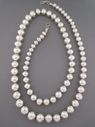 Long Navajo Pearls - 36-inch Sterling Silver Bead Necklace by Navajo Indian jewelry artists, Gene & Martha Jackson $995-