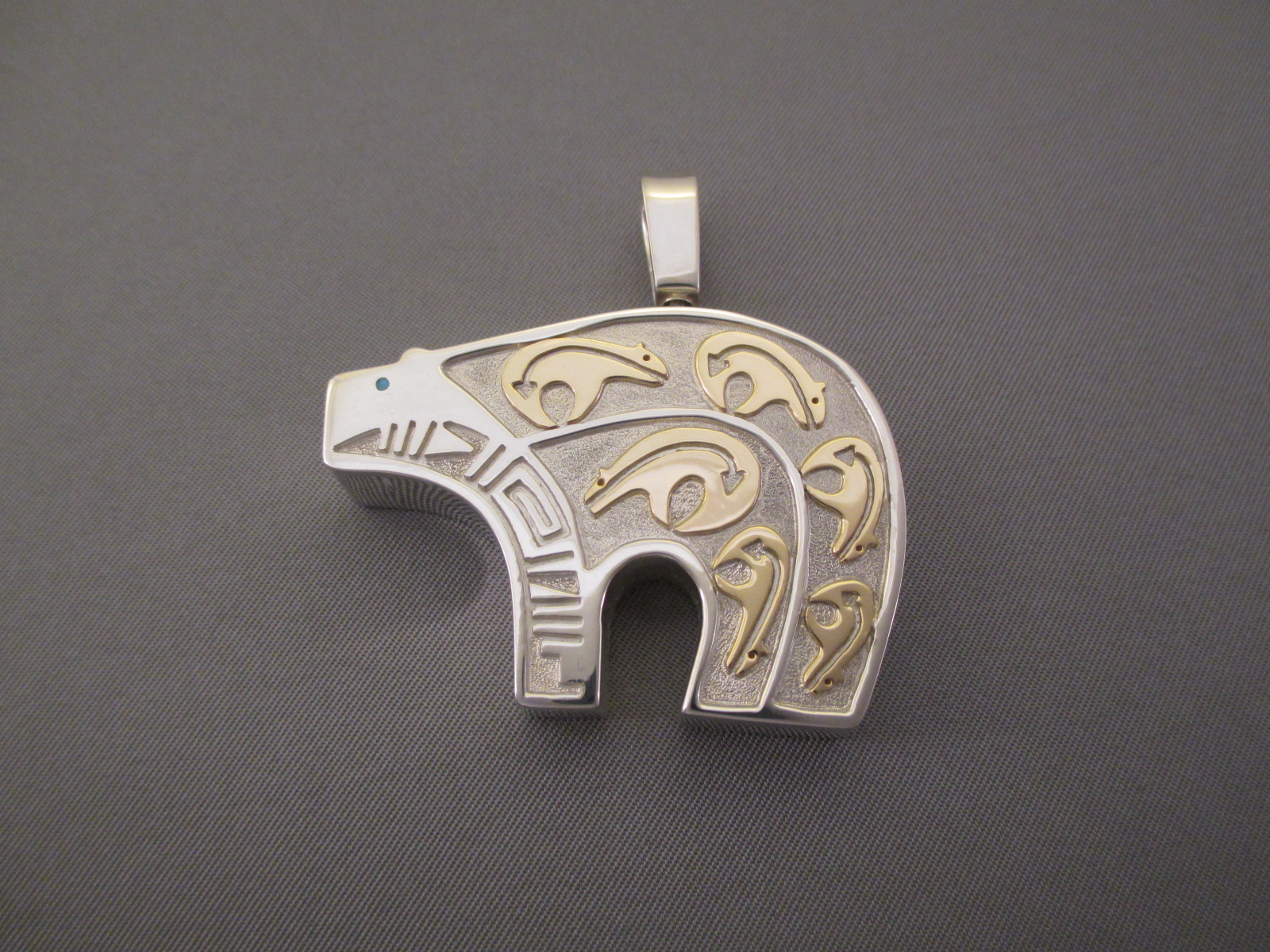 Native American Jewelry - Reversible Silver & Gold BEAR Pendant by Navajo jeweler, Robert Taylor $975-