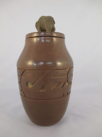 Bison Lidded Santa Clara Pottery Jar by Ryan Roller