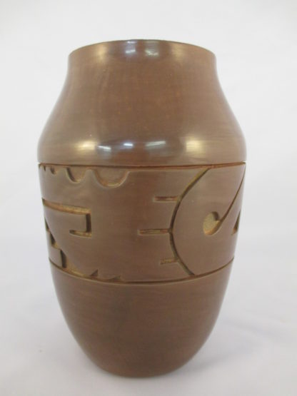 Bison Lidded Santa Clara Pottery Jar by Ryan Roller