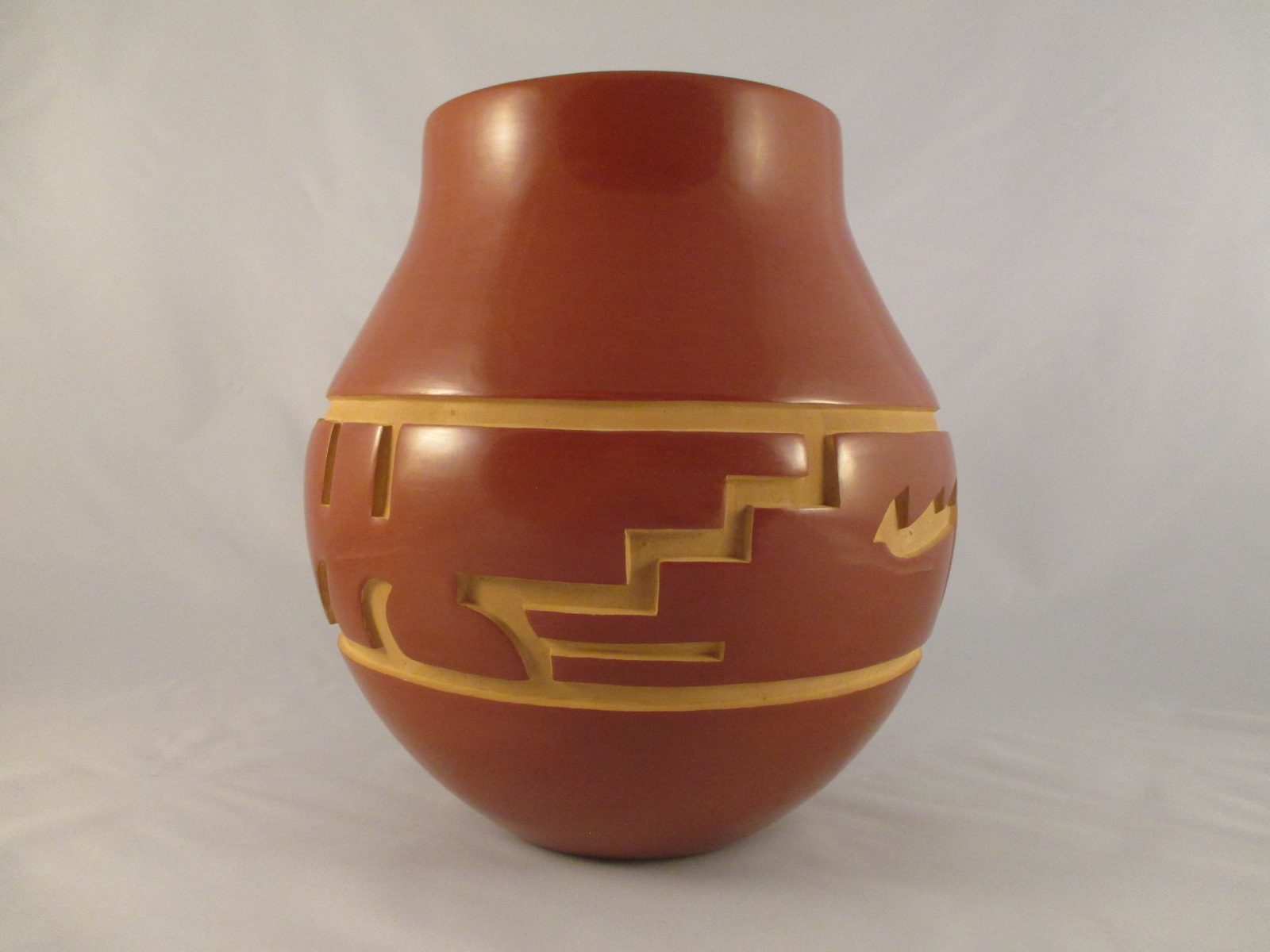 Native American Pottery - Carved Red Jar by Santa Clara Pueblo Indian pottery artist, LuAnn Tafoya $4,950-