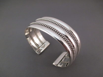 Polished 3 Row Sterling Silver Bracelet Cuff by Artie Yellowhorse