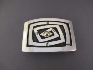 Sterling Silver & 14kt Gold Belt Buckle by Native American (Navajo) Jewelry Artist, Kee Yazzie $595-