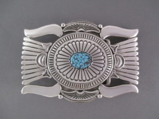 Navajo Jewelry - #8 Turquoise Belt Buckle by Navajo Indian jewelry artist, Peter Johnson $725-