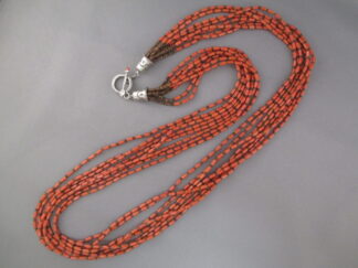 Italian Coral & Heishi Necklace by Native American Indian jewelry artists, Pilar Lovato & Curtis Pete FOR SALE $1,250-