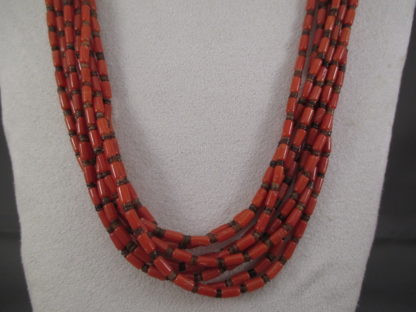 Long Coral Necklace with Heishi