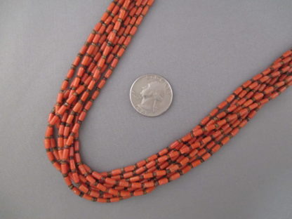 Long Coral Necklace with Heishi