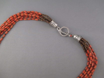 Long Coral Necklace with Heishi