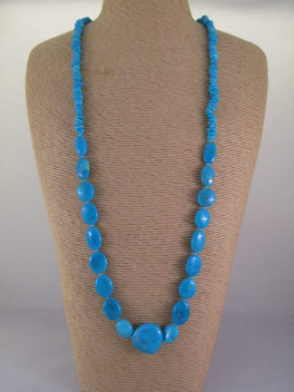 Long Sleeping Beauty Turquoise Necklace by Native American Jewelry Artist, Lisa Chavez $1,200-