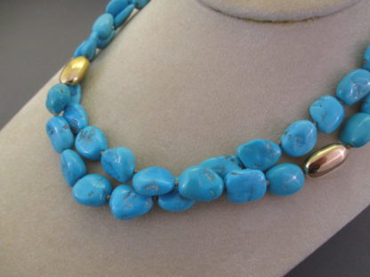 Sleeping Beauty Turquoise & 14kt Gold Necklace (Double-Strand)