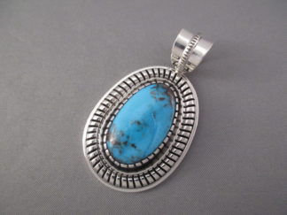 Candelaria Turquoise Pendant by Native American jewelry artist, Marian Nez (Navajo) $595-