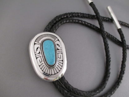 Carico Lake Turquoise Bolo Tie by Leonard Nez