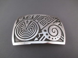 Sterling Silver Hopi Overlay Belt Buckle by Native American (Hopi) Jewelry Artist, Veryl Pooyouma $440-
