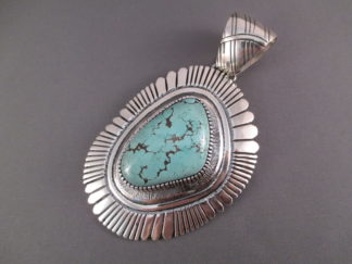 Carico Lake Turquoise Pendant by Native American (Navajo) jewelry artist, Ernest Bilagody, Sr. $965-