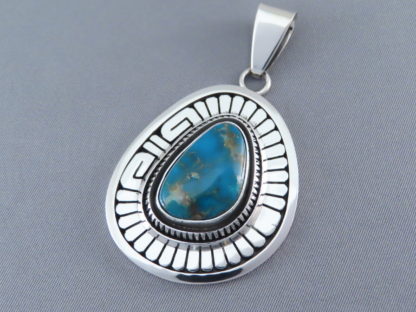 Morenci Turquoise Pendant by Leonard Nez