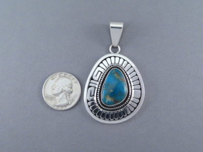 Morenci Turquoise Pendant by Leonard Nez